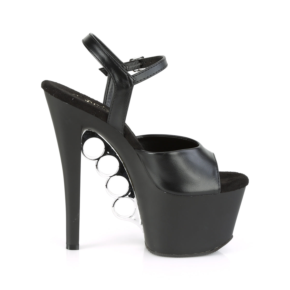 Pleaser Sandalias para mujer KNUCKS-709 BLK Faux Cuero / Blk Mate