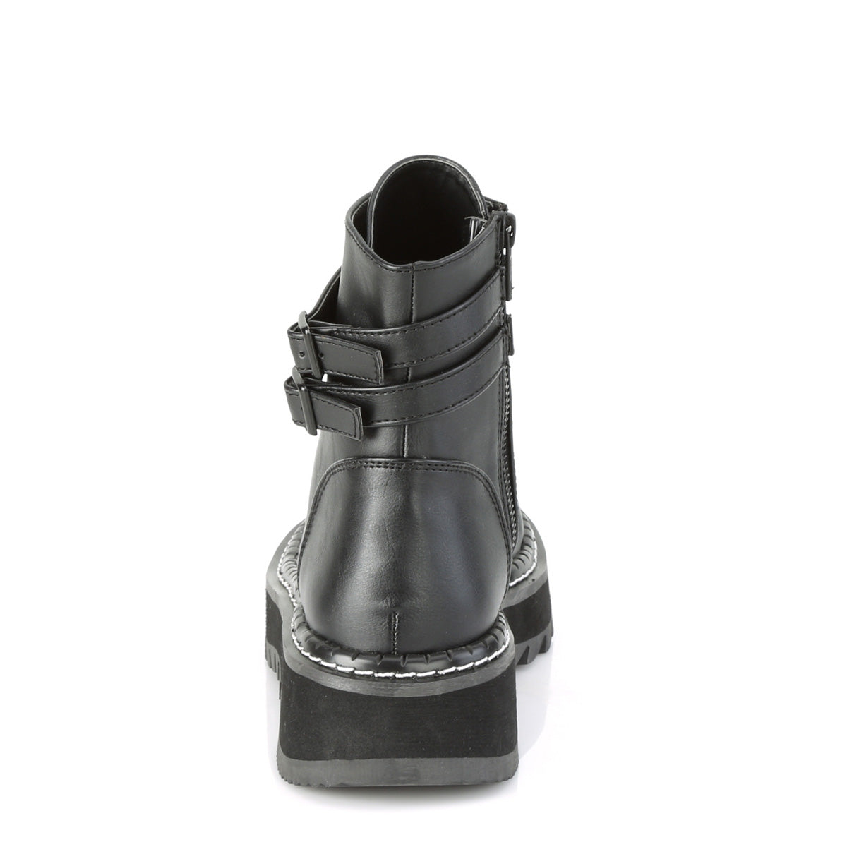 DemoniaCult Botas de tobillo para mujeres LILITH-152 BLK de cuero vegano