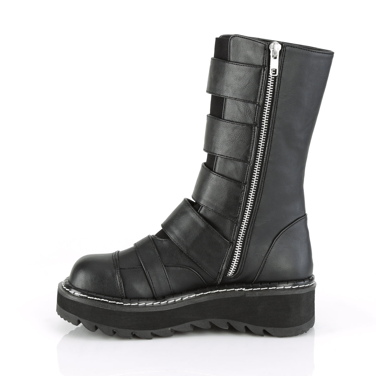 DemoniaCult Botas de mujer LILITH-211 BLK de cuero vegano
