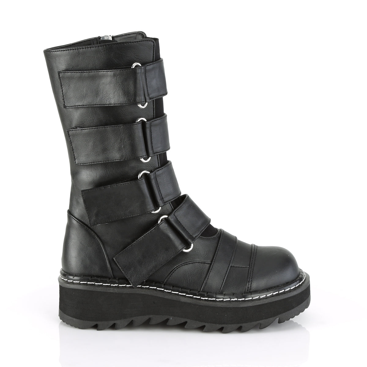 DemoniaCult Botas de mujer LILITH-211 BLK de cuero vegano