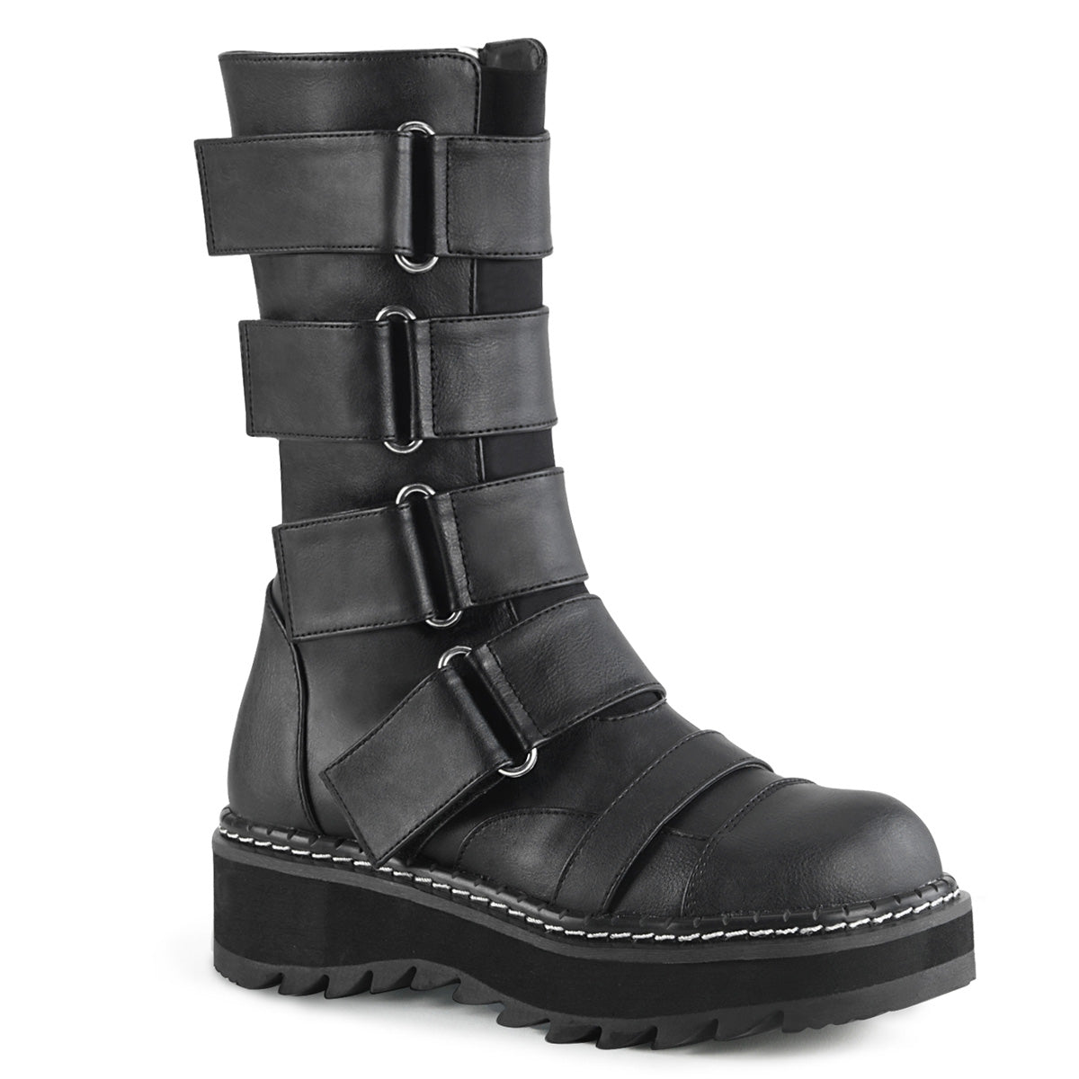 DemoniaCult Botas de mujer LILITH-211 BLK de cuero vegano