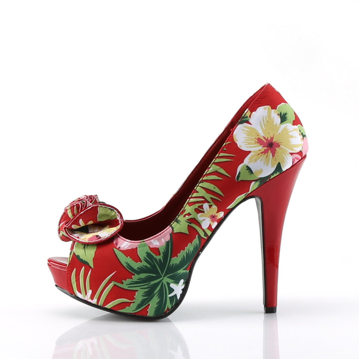 Pin Up Couture Bombas para mujer LOLITA-11 tela de impresión floral roja