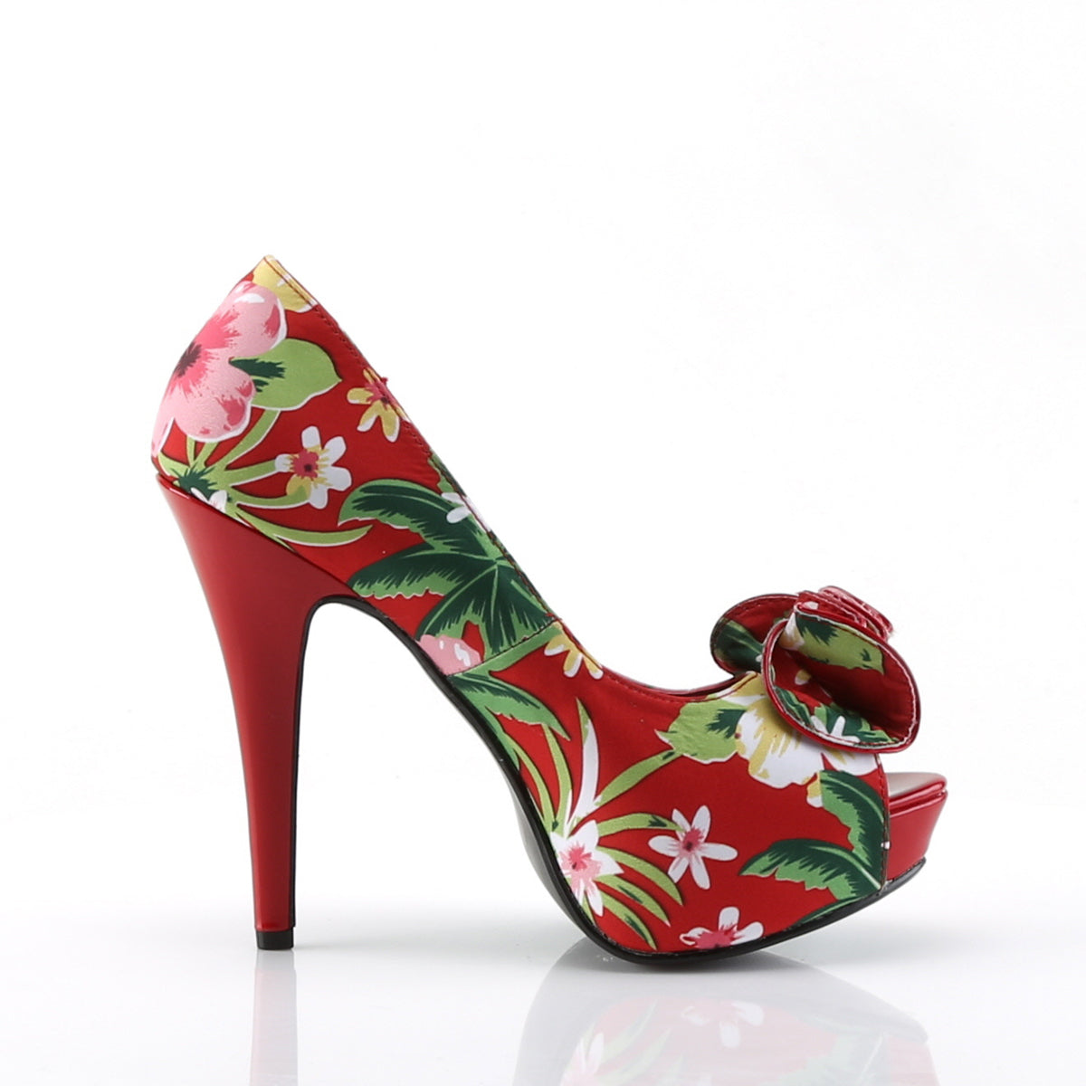 Pin Up Couture Bombas para mujer LOLITA-11 tela de impresión floral roja
