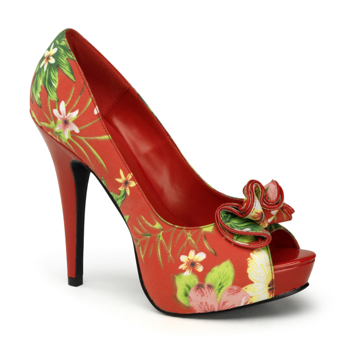 Pin Up Couture Bombas para mujer LOLITA-11 tela de impresión floral roja
