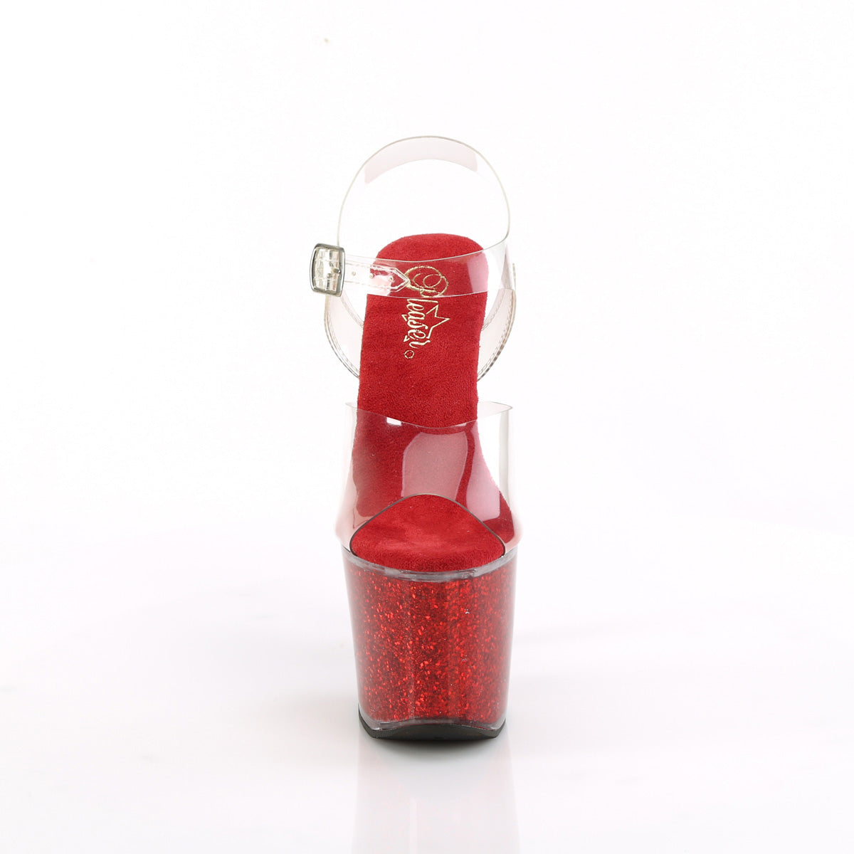 Pleaser LOVESICK-708sg CLR/Red Iridescent Brillings