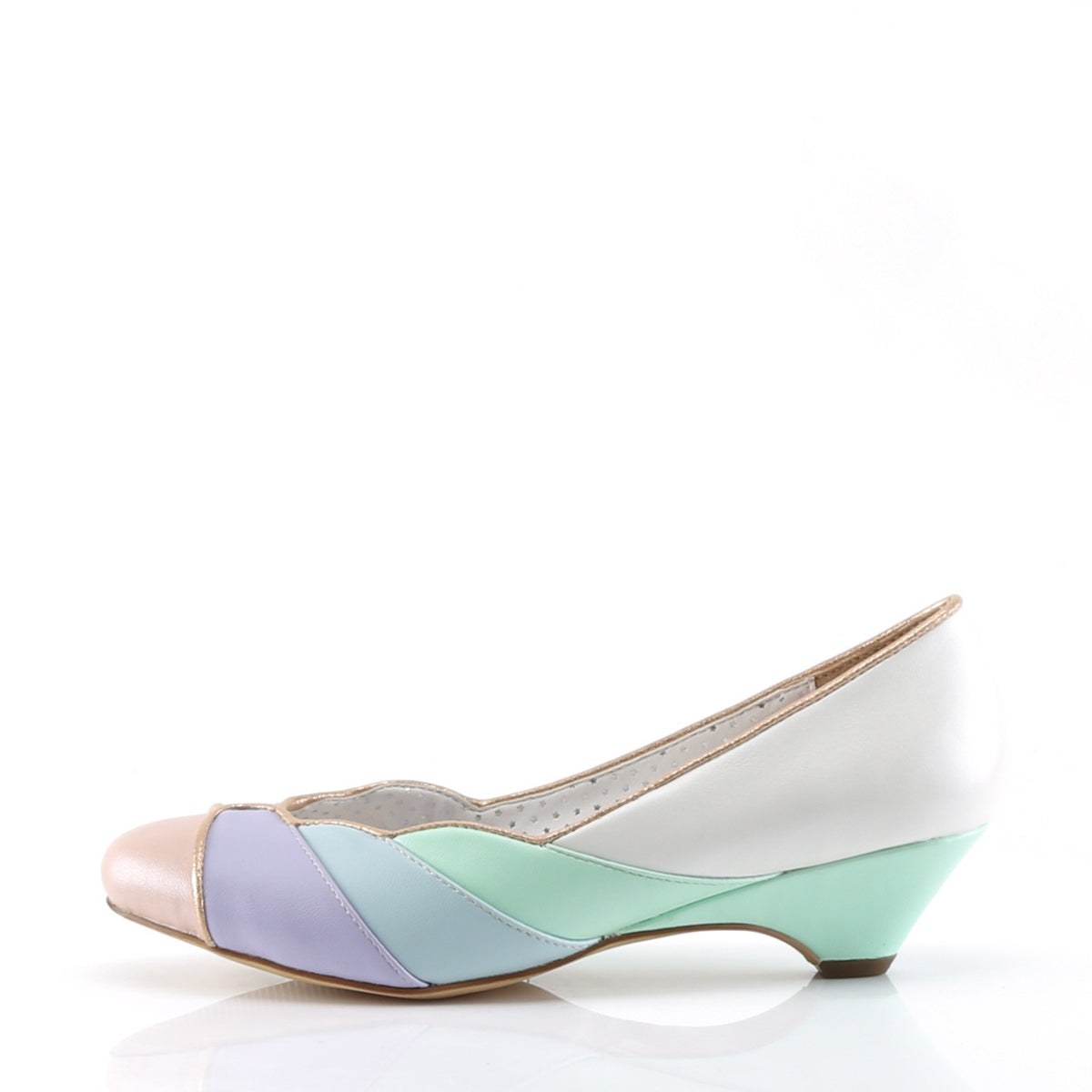 Pin Up Couture Bombas para mujer LULU-05 Whit-Mint Multi Faux Cuero