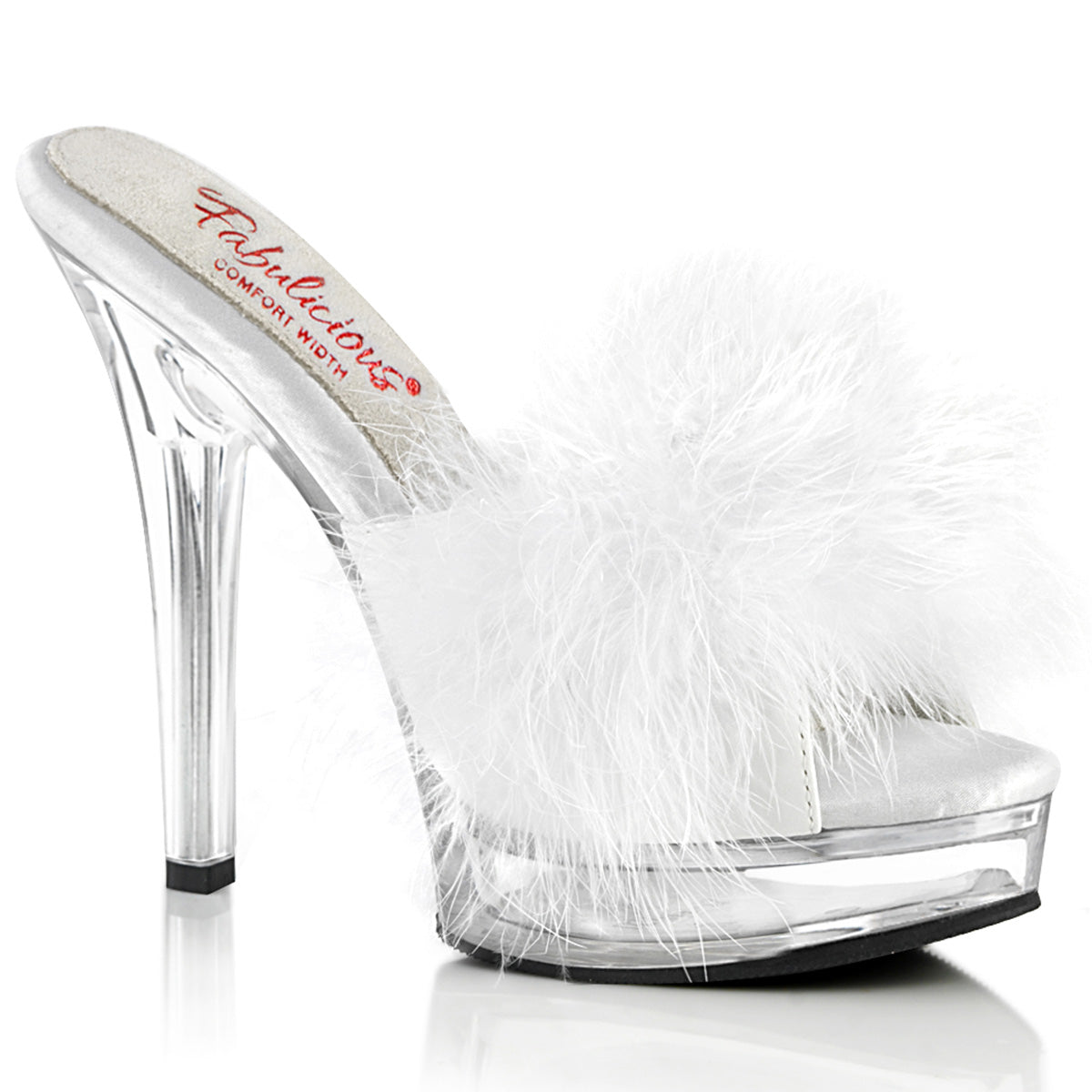 Fabulicious Sandals MAJESTY-501F-8 Wht Faux Leather-Fur/Clr