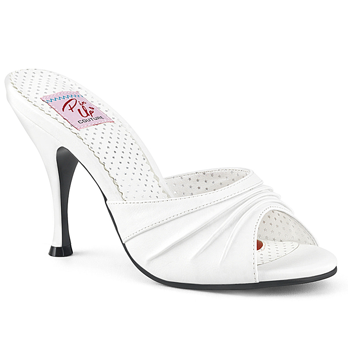 Pin Up Couture Bombas para mujer MONROE-01 Wht Faux Cuero