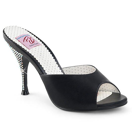 Pin Up Couture Bombas para mujer MONROE-05 Blk Faux Cuero