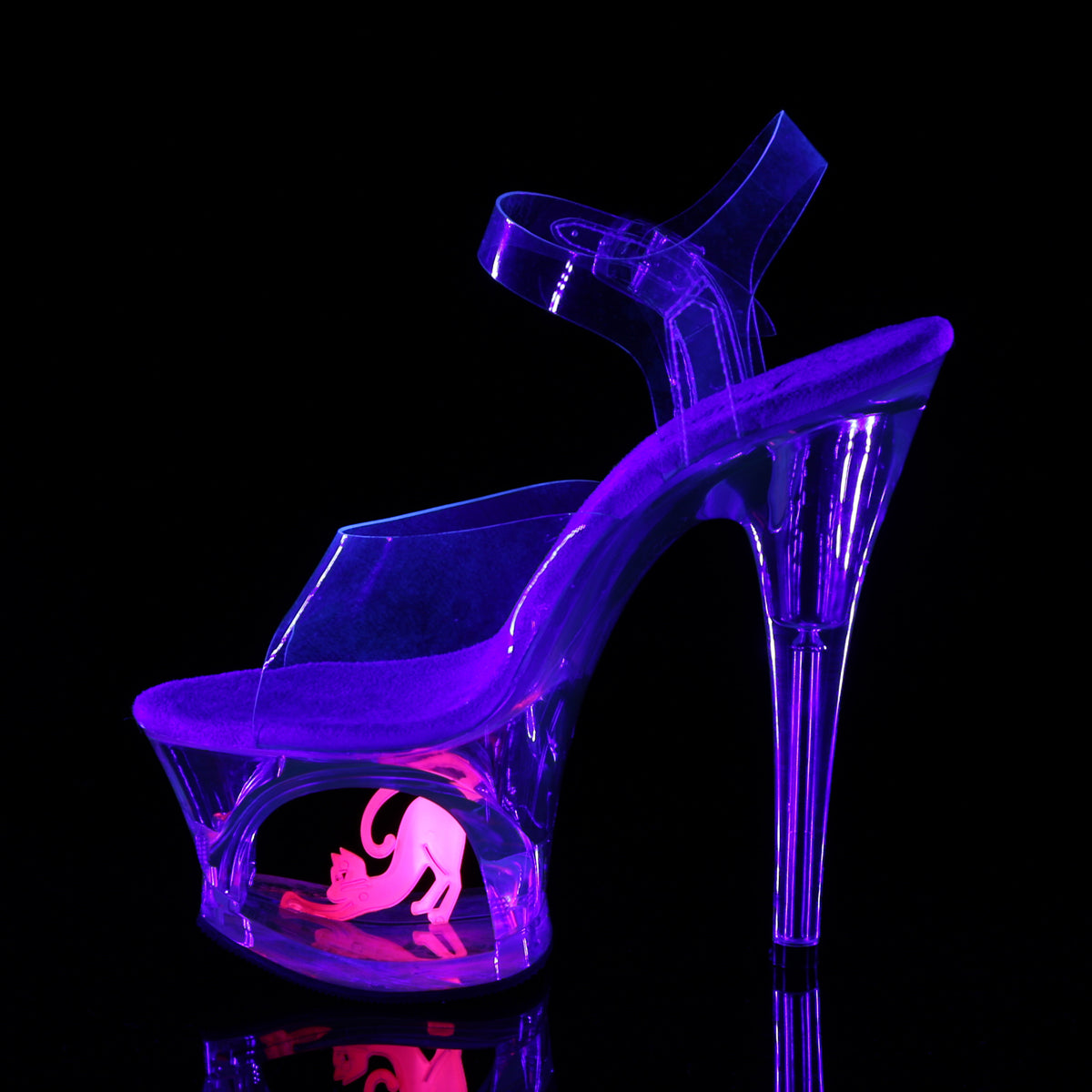 Pleaser Womens Sandals MOON-708CAT Clr/Clr-Neon Pink