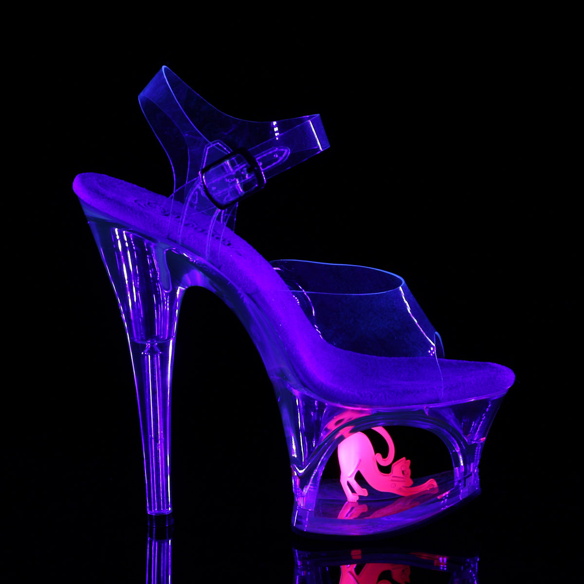 Pleaser Womens Sandals MOON-708CAT Clr/Clr-Neon Pink