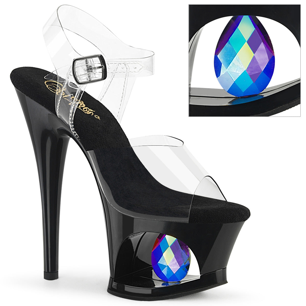 Pleaser MOON-708DIA CLR/BLK