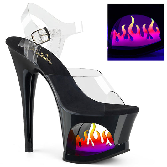 Pleaser Sandalias para mujer MOON-708flm CLR / BLK-OMBRE