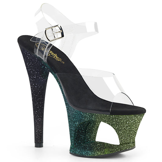 Pleaser Sandalias para mujer MOON-708ombre CLR / Emerald-Blk Ombre