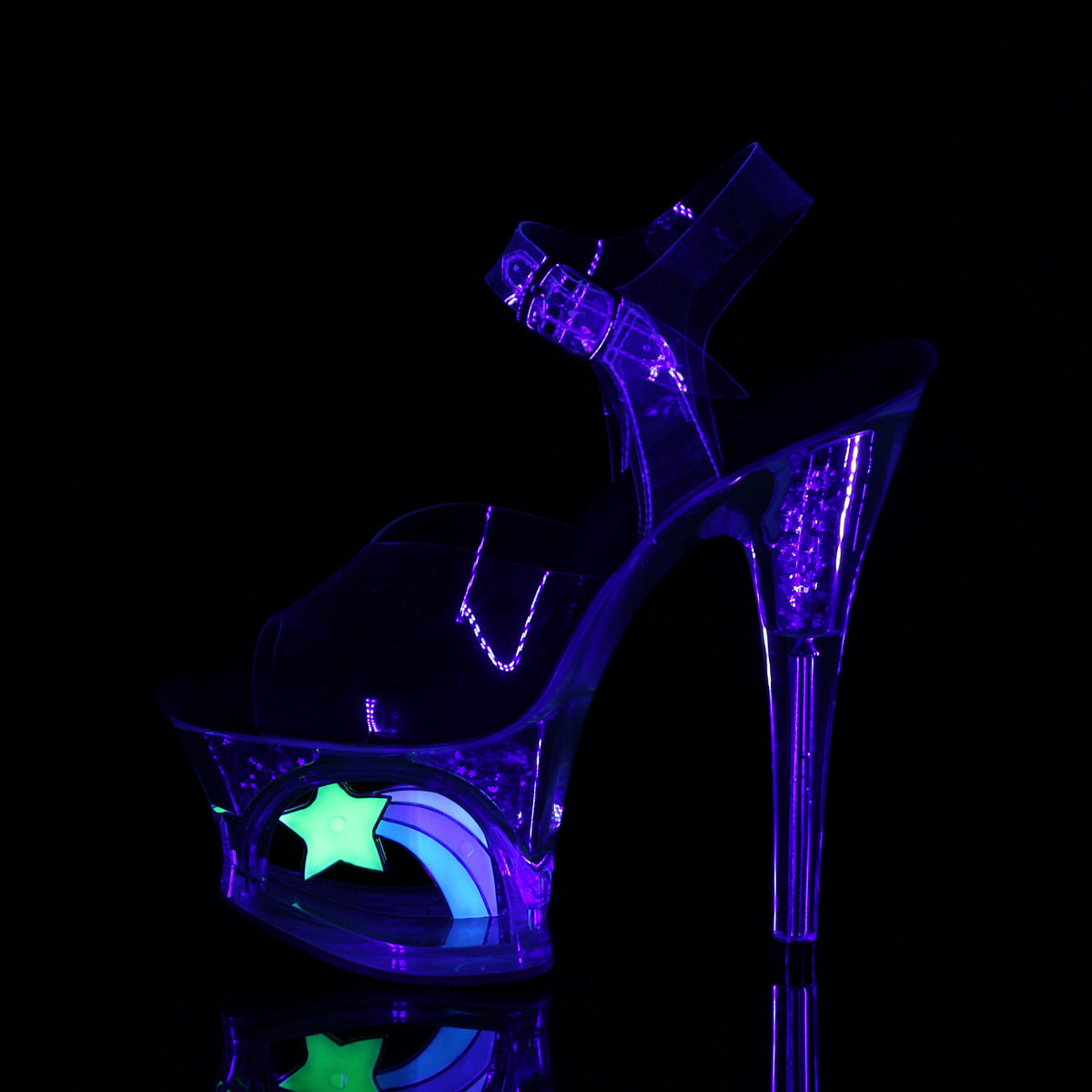 Pleaser Sandalias para mujer MOON-708RSSS CLR-BLK / CLR