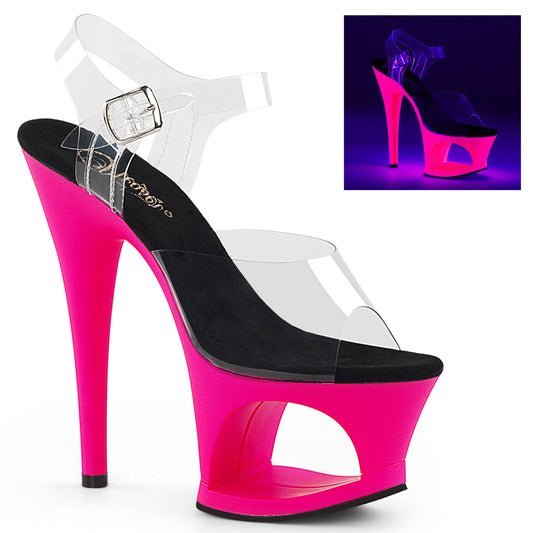 Pleaser Sandalias para mujer MOON-708UV CLR / NEON H. PINK