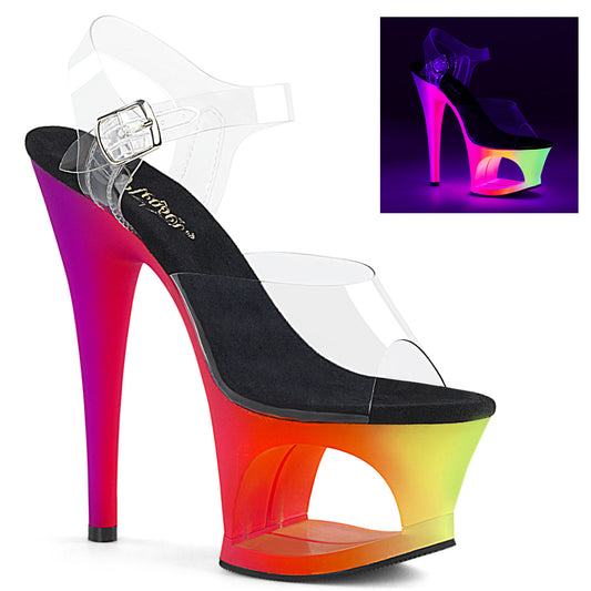 Pleaser Sandalias para mujer MOON-708UV CLR / NEON MULTI