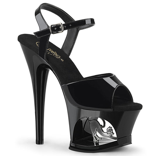 Pleaser Sandalias para mujer MOON-709cat BLK / BLK-SLV