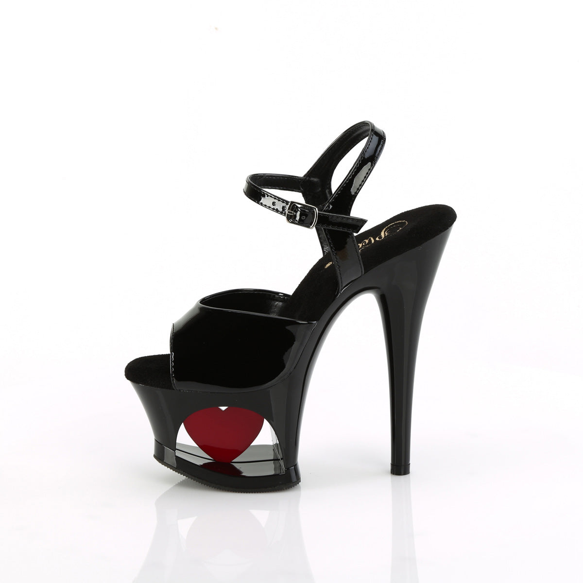 Pleaser MOON-709H Blk Pat/Blk-Red