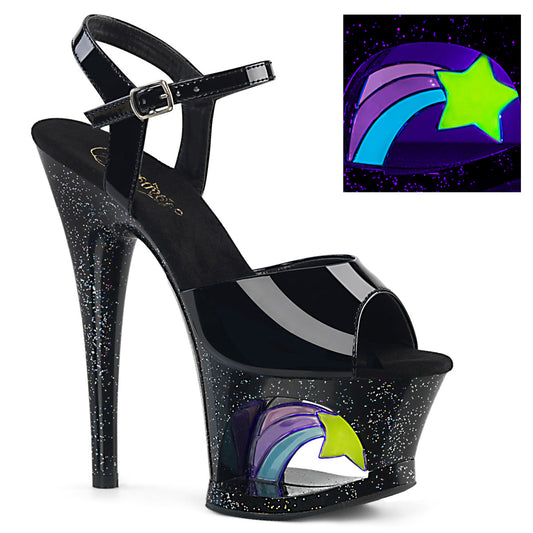 Pleaser Sandalias para mujer MOON-709RSS BLK PAT / BLK