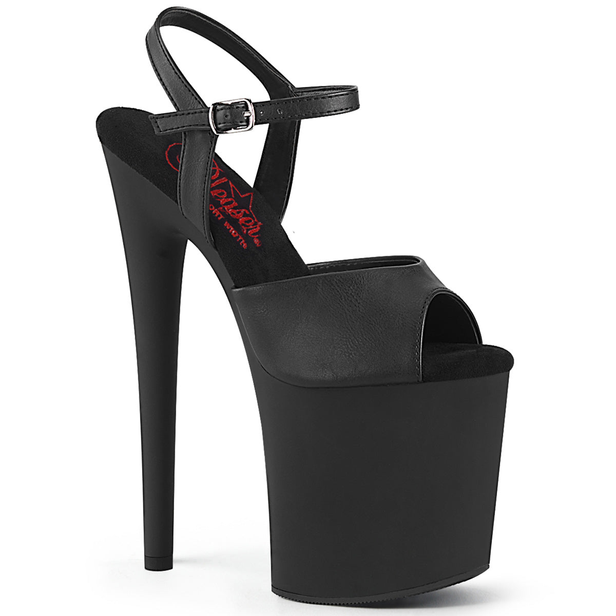 Pleaser NAUGHTY-809 BLK Faux Leather/Blk Matte