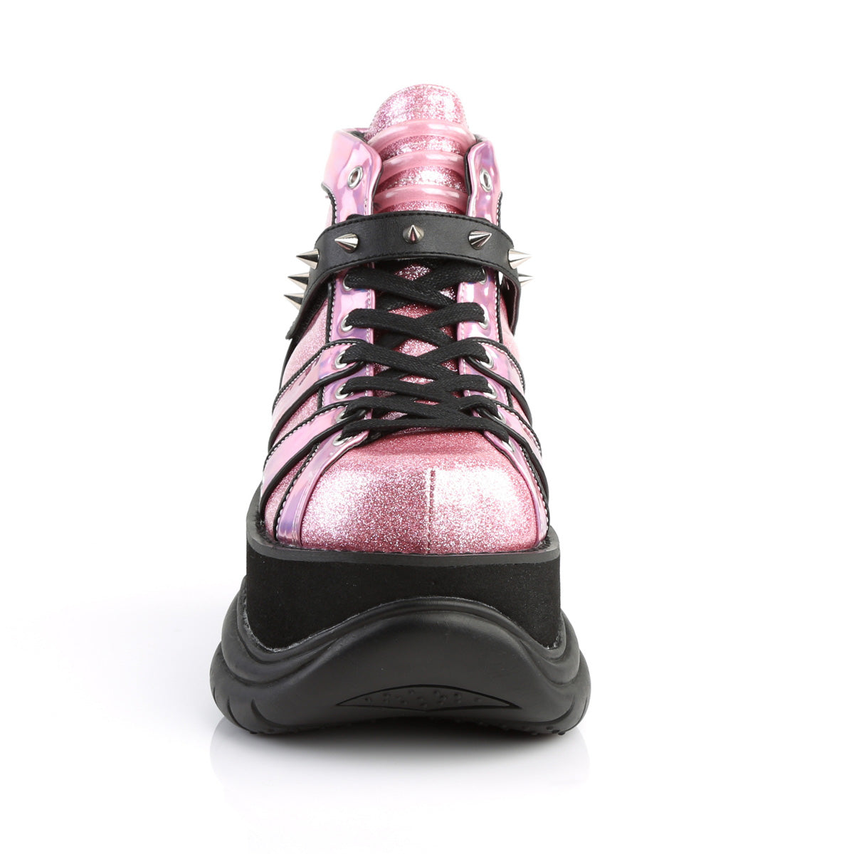 DemoniaCult Botas para hombre NEPTUNE-100 cuero rosa brillo-silver/vegano