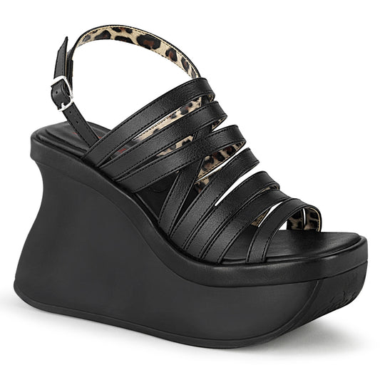 DemoniaCult Sandalias para mujeres PACE-33 BLK de cuero vegano