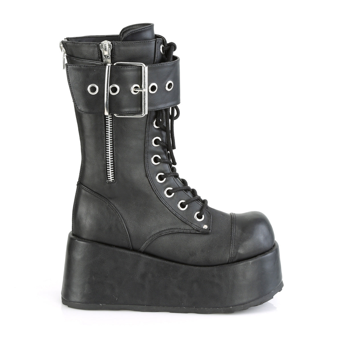 DemoniaCult Botas para hombre PETROL-150 BLK de cuero vegano