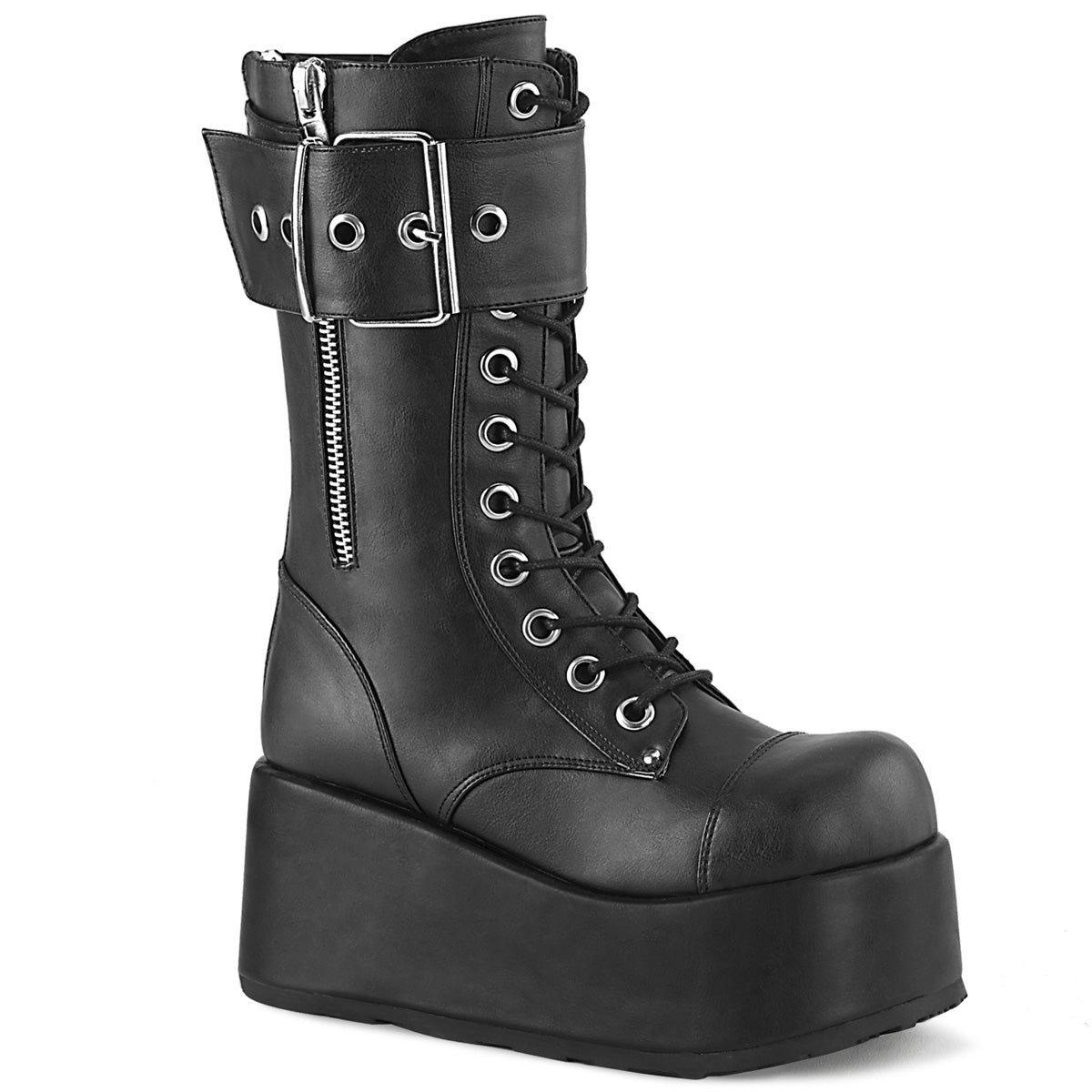 DemoniaCult Botas para hombre PETROL-150 BLK de cuero vegano
