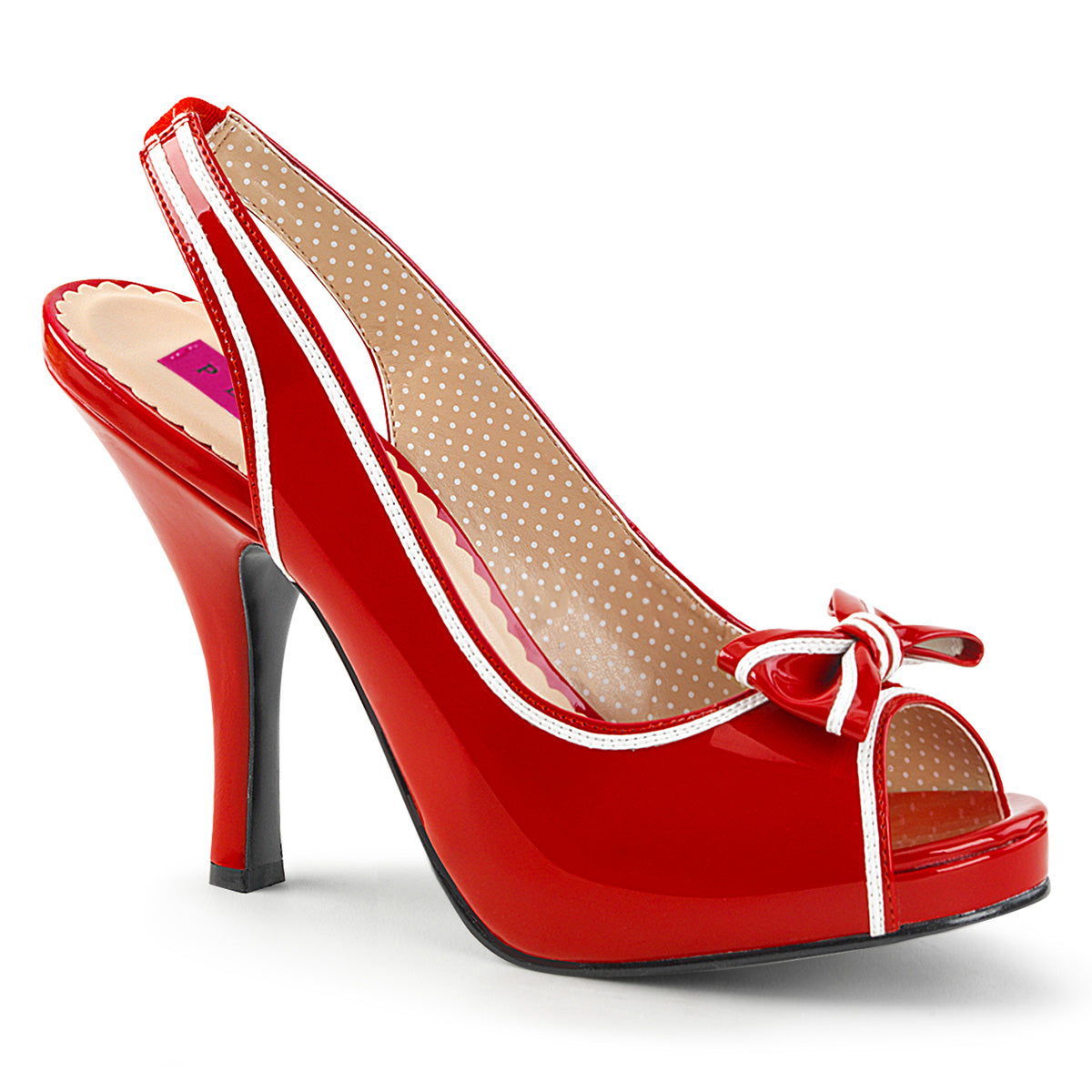 Pleaser Pink Label Bombas para mujer PINUP-10 Red-Wht Pat