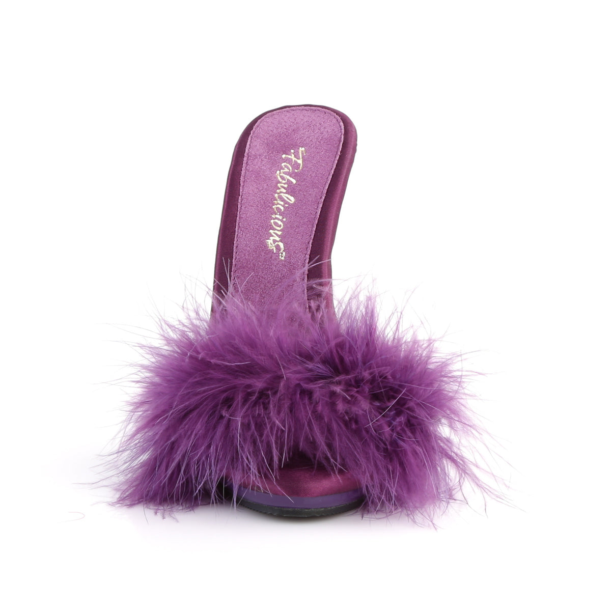 Fabulicious Womens Sandals POISE-501F Purple Satin-Marabou Fur/Purple