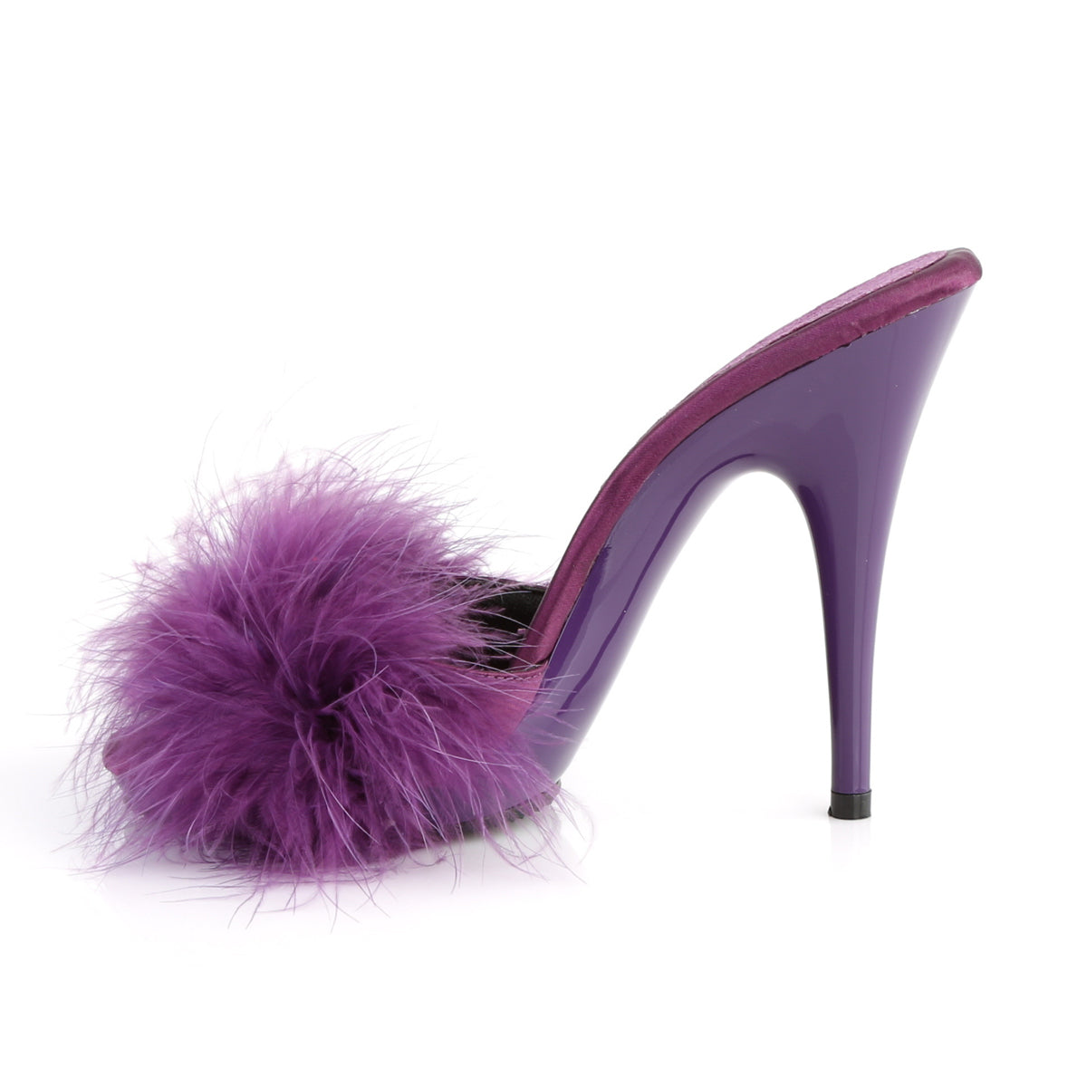 Fabulicious Womens Sandals POISE-501F Purple Satin-Marabou Fur/Purple