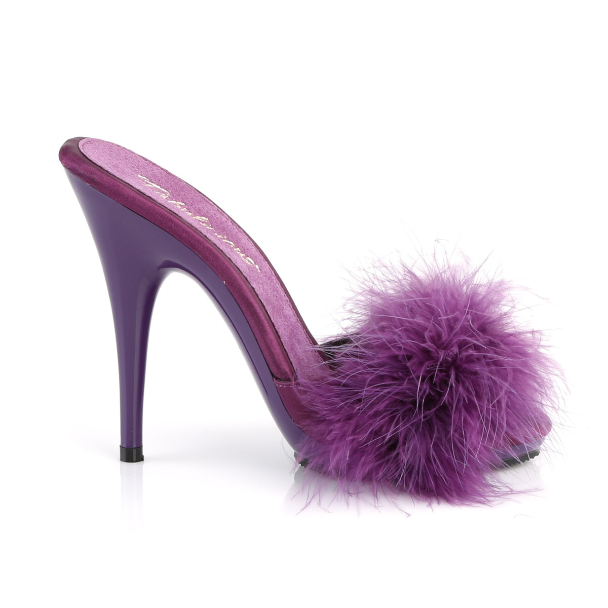 Fabulicious Womens Sandals POISE-501F Purple Satin-Marabou Fur/Purple