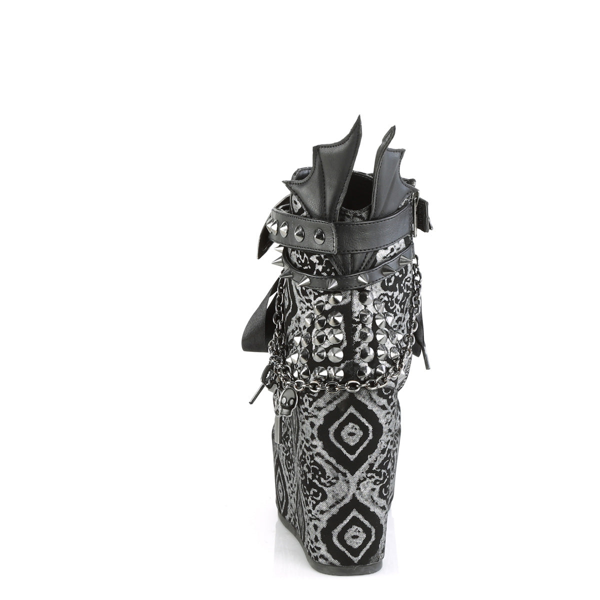 DemoniaCult Botines POISON-107 BLK Silver Faux Nubuck Leather