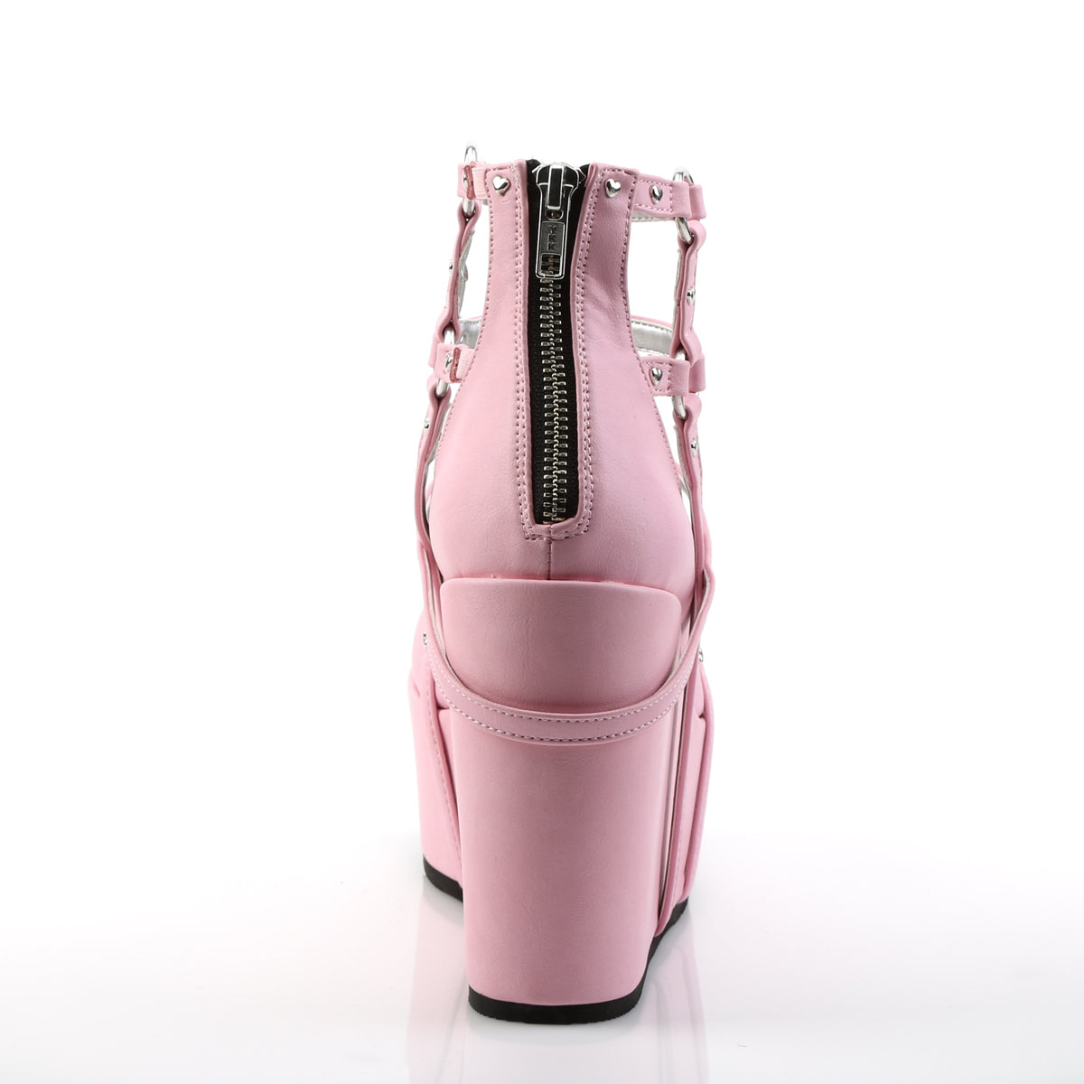 DemoniaCult Botas de tobillo para mujeres POISON-25-2 cuero vegano rosa
