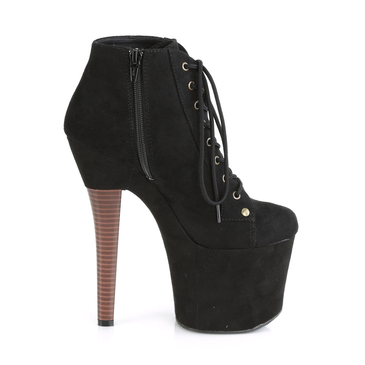 Pleaser Womens Ankle Boots RADIANT-1005 Blk Faux Suede/Blk Faux Suede