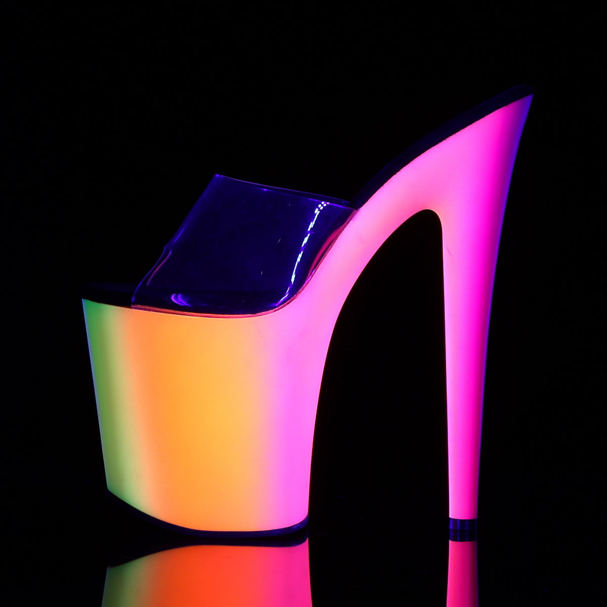 Pleaser Sandalias para mujeres Rainbow-801UV CLR/Neon Multi