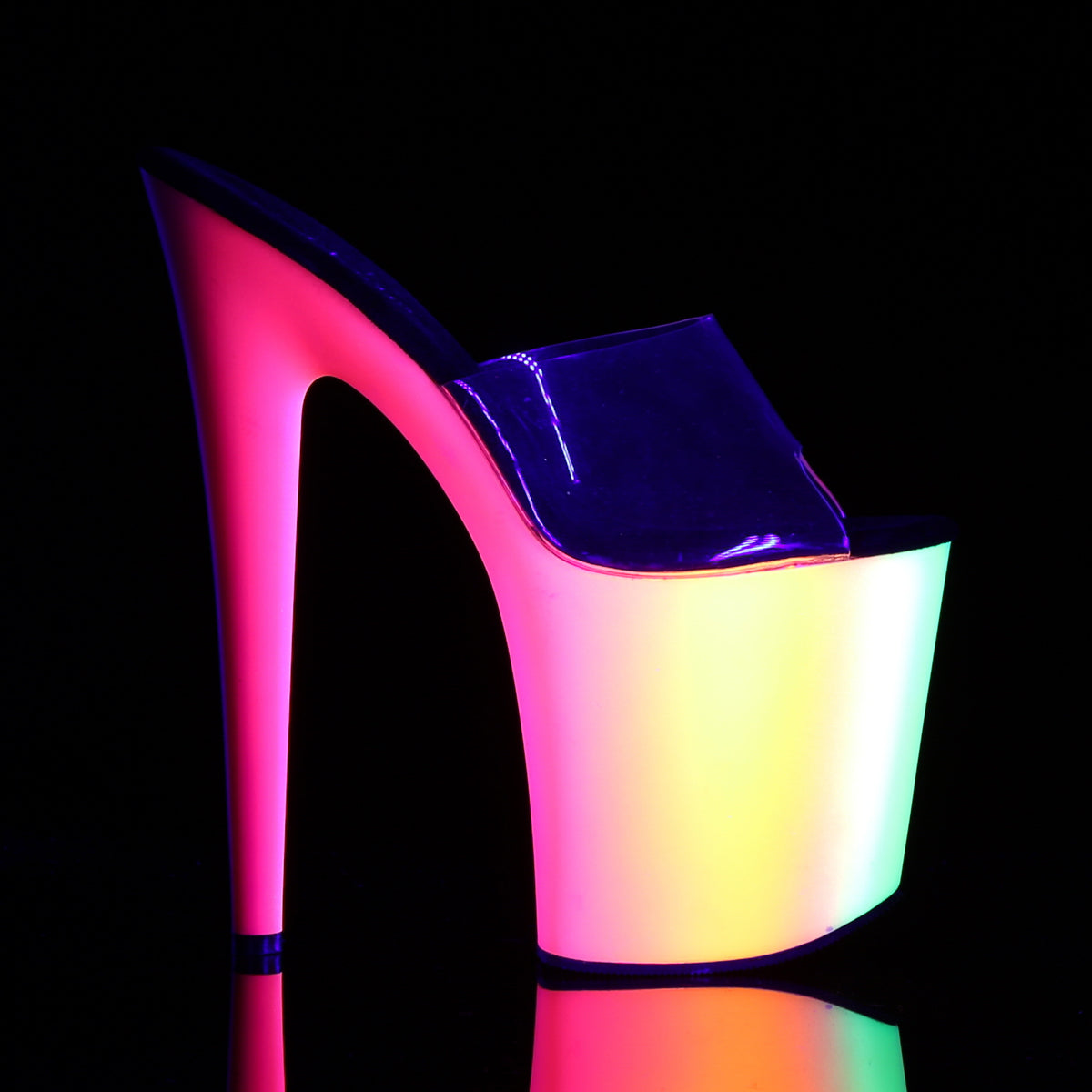 Pleaser Sandalias para mujeres Rainbow-801UV CLR/Neon Multi