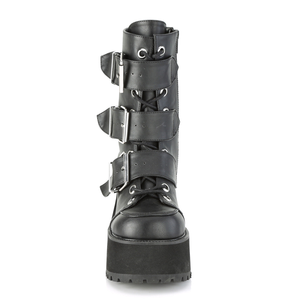 DemoniaCult Botas de tobillo para mujeres RANGER-308 BLK de cuero vegano