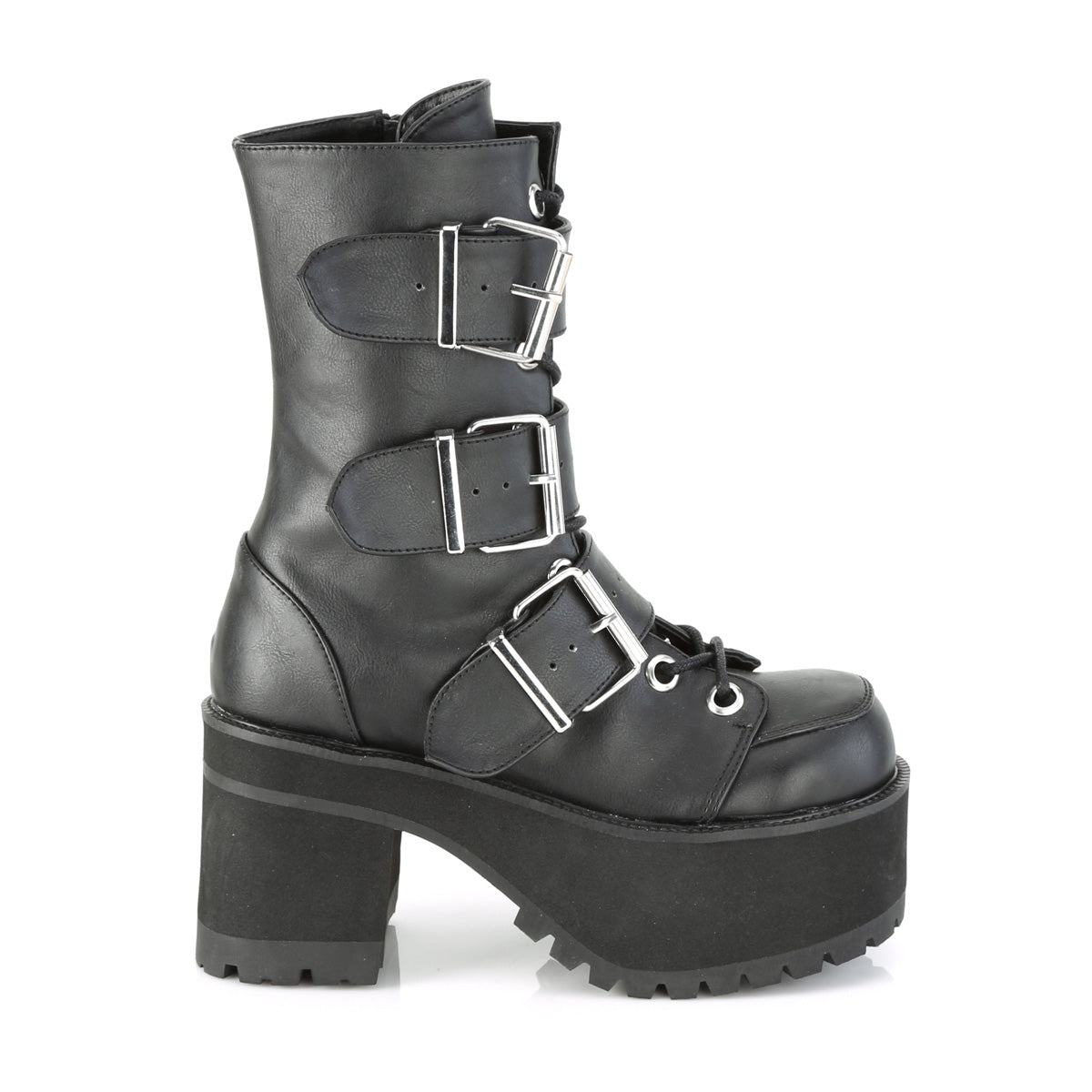 DemoniaCult Botas de tobillo para mujeres RANGER-308 BLK de cuero vegano