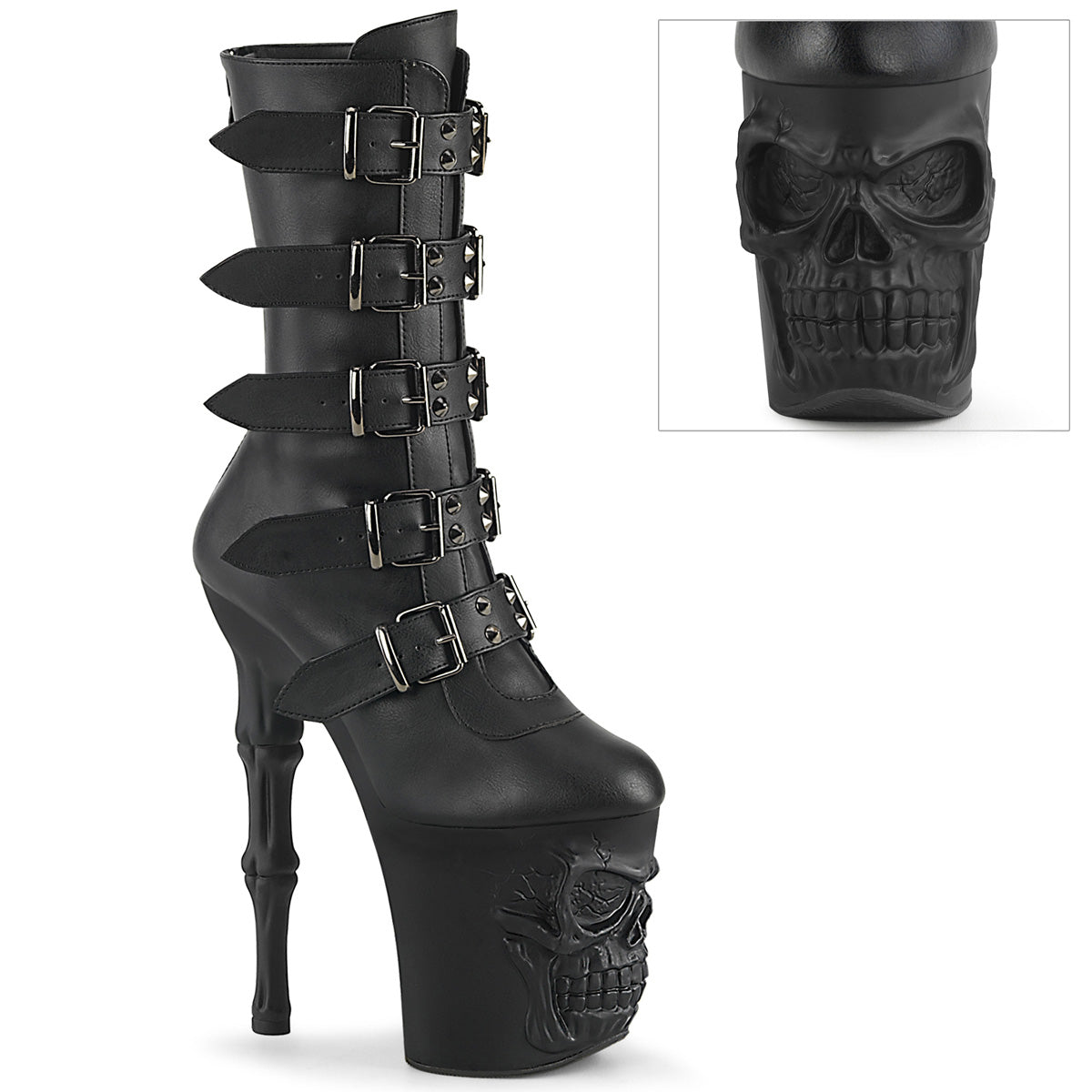 Pleaser Ankle Boots RAPTURE-1052BK Blk Faux Leather/Blk Matte