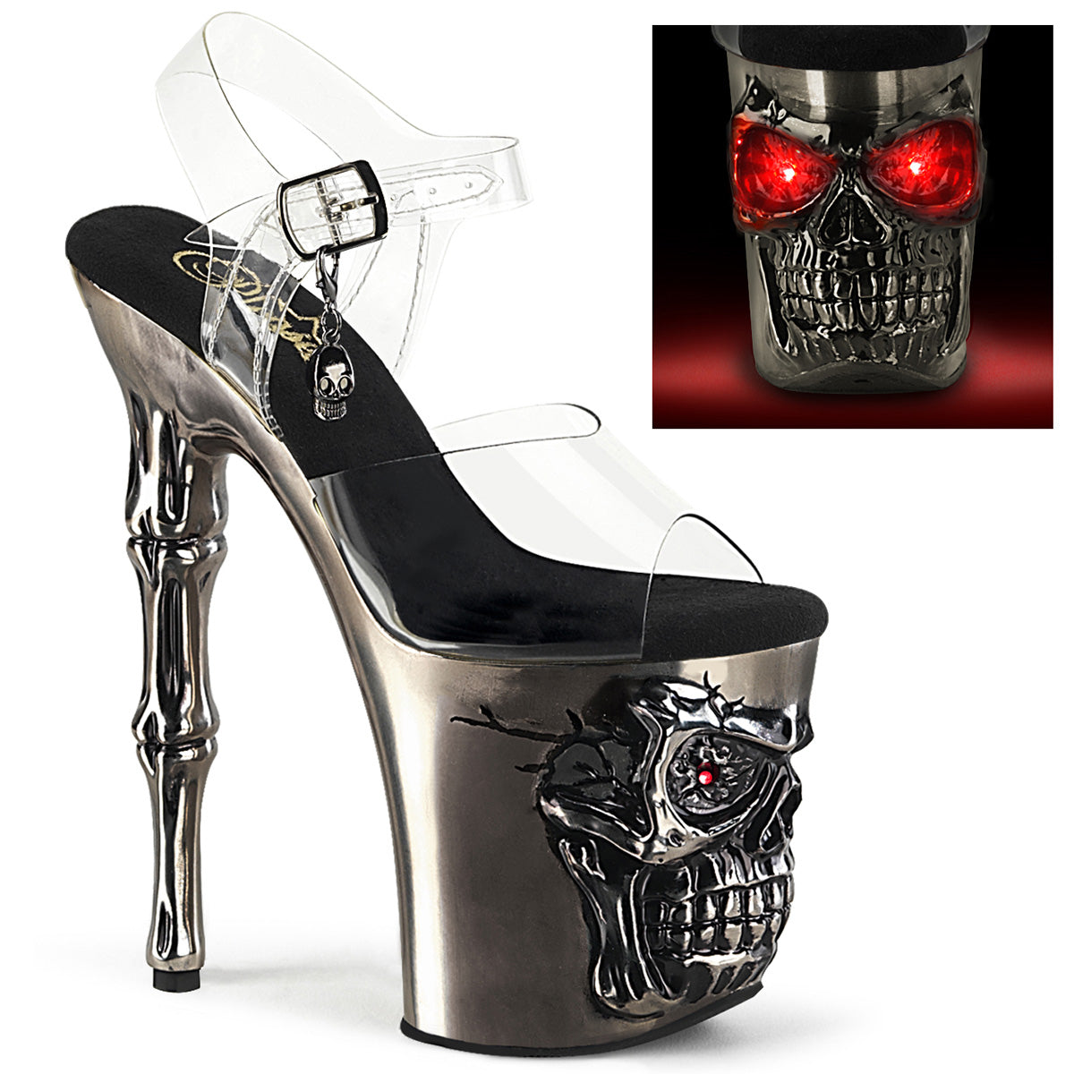 Pleaser Sandalias RAPTURE-808-LT CLR/Satin Pewter Chrome