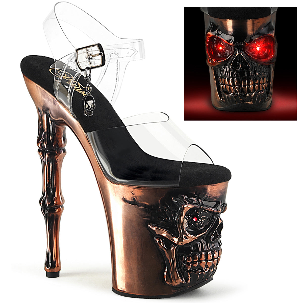 Pleaser Sandalias RAPTURE-808-LT CLR/Satin Copper Chrome