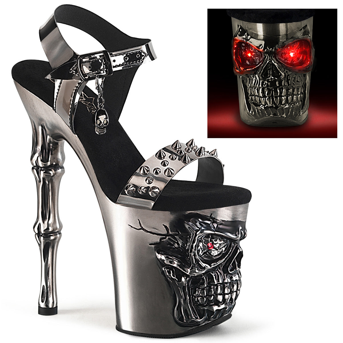 Pleaser Sandalias RAPTURE-812-lt PEWTER TPU/Satin Pewter Chrome