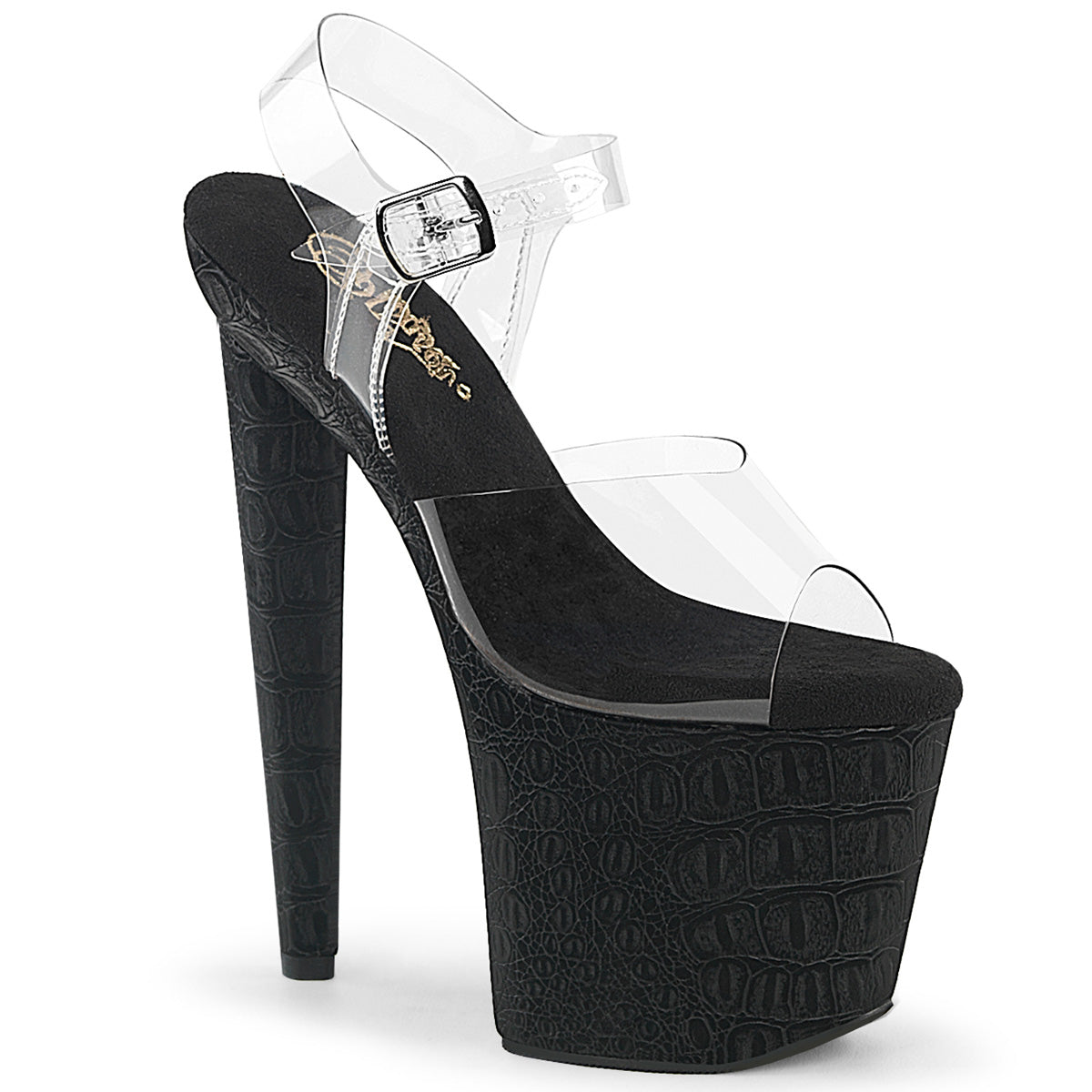 Pleaser Women's Platform Shoes RAZZLE-808WR Clr/Blk Reptile Print