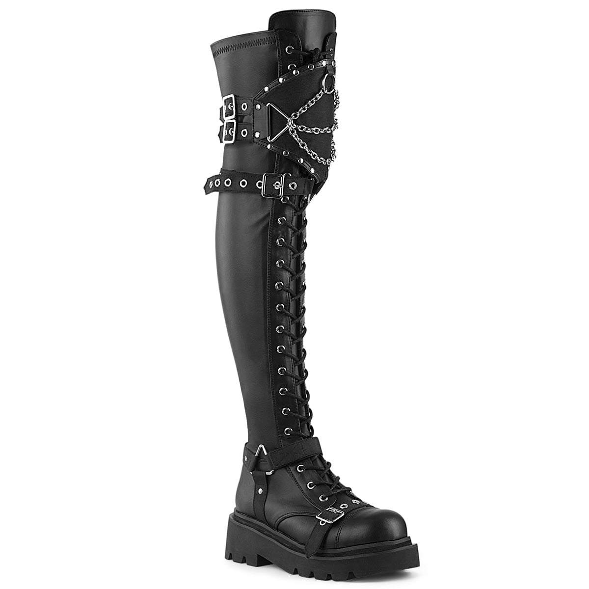 DemoniaCult Botas RENEGADE-320 BLK STRING VEGAN PUERO