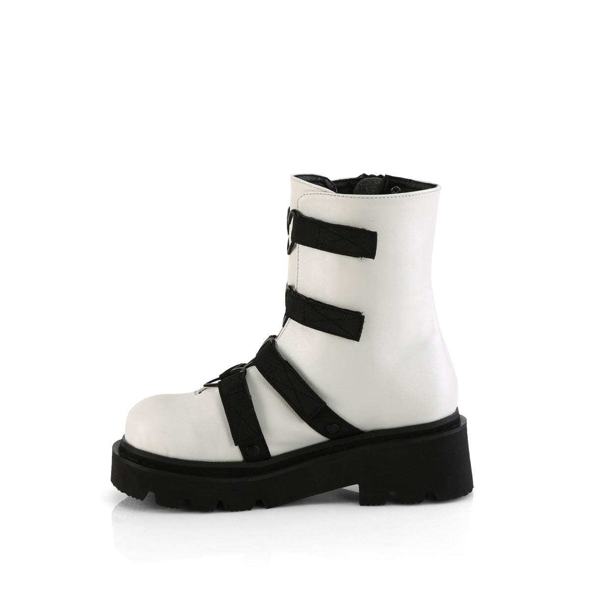 DemoniaCult RENEGADE-50 WHT de cuero vegano-nylon