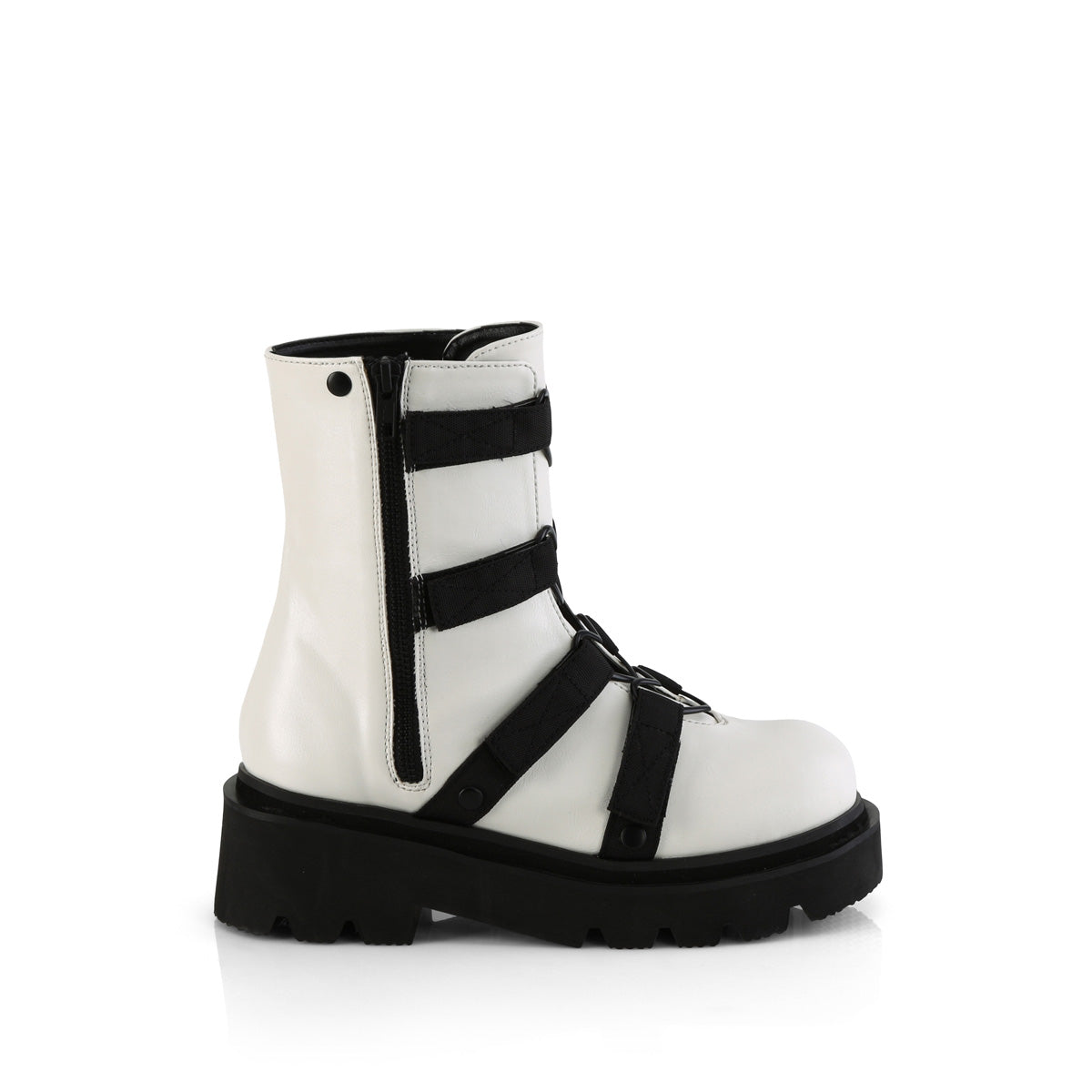 DemoniaCult RENEGADE-50 WHT de cuero vegano-nylon