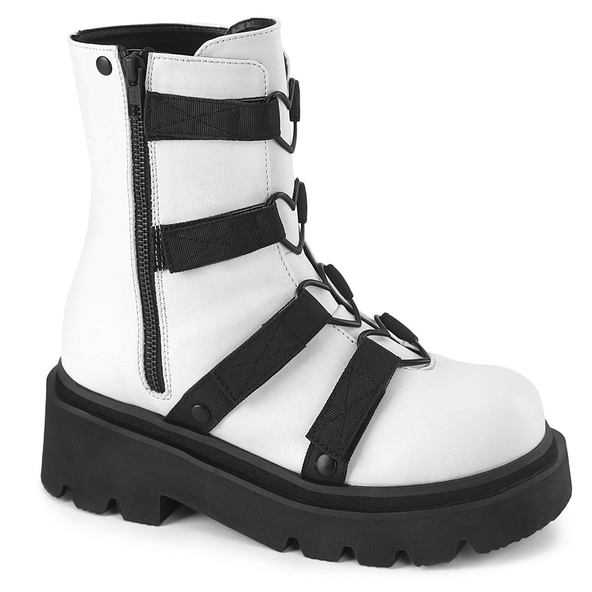 DemoniaCult RENEGADE-50 WHT de cuero vegano-nylon