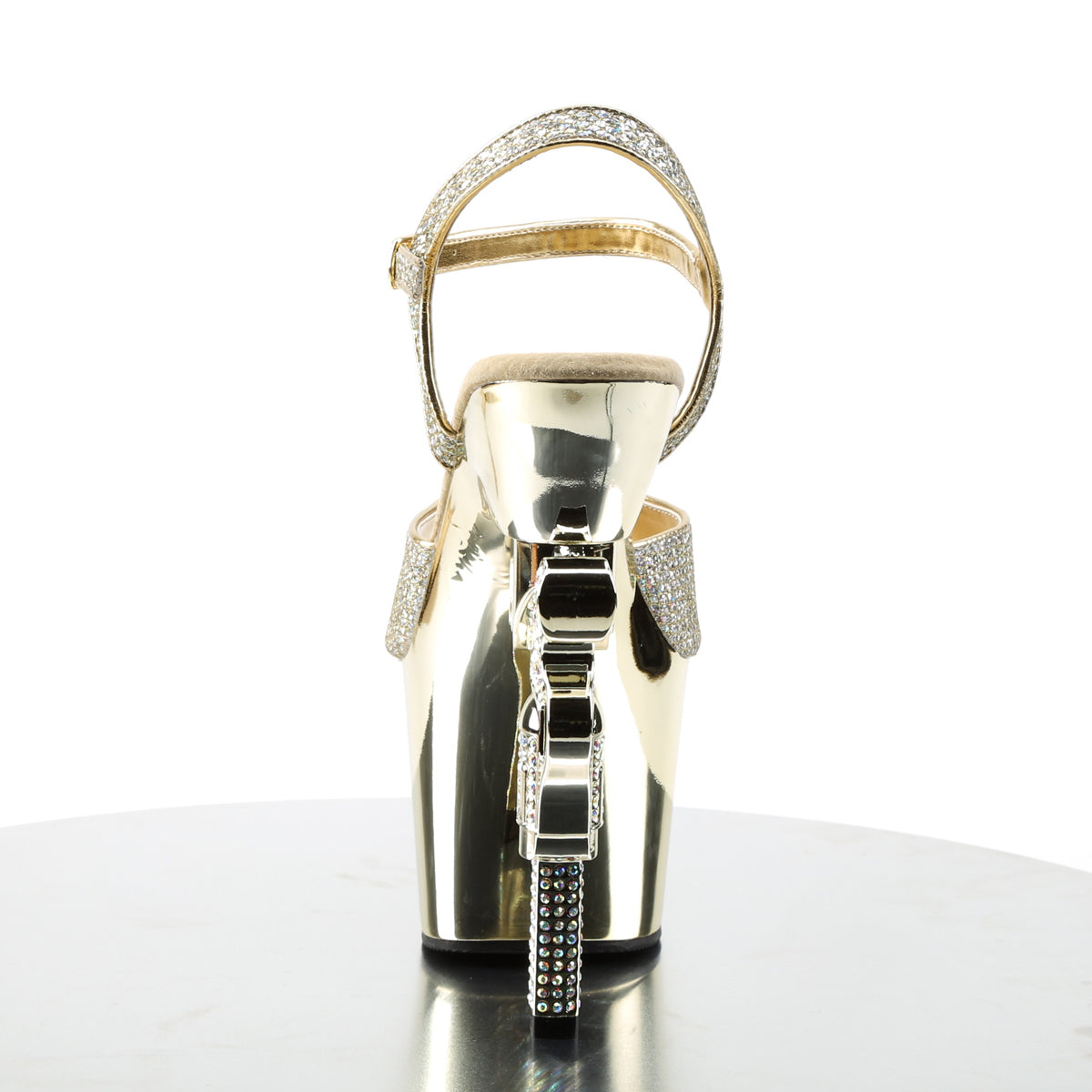 Pleaser Sandalias para mujer REVOLVER-709g Gold Multi Gltr / Gold Chrome